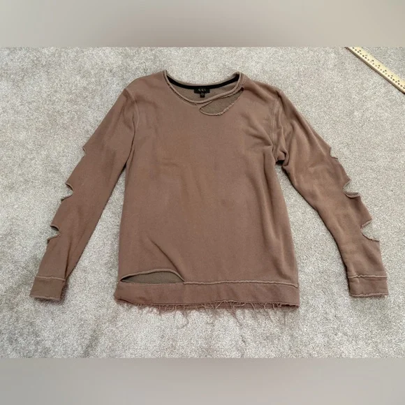 Álala - Edgy Distressed Brown Long Sleeve Cypher Sweatshirt- size Medium - Picture 2 of 14